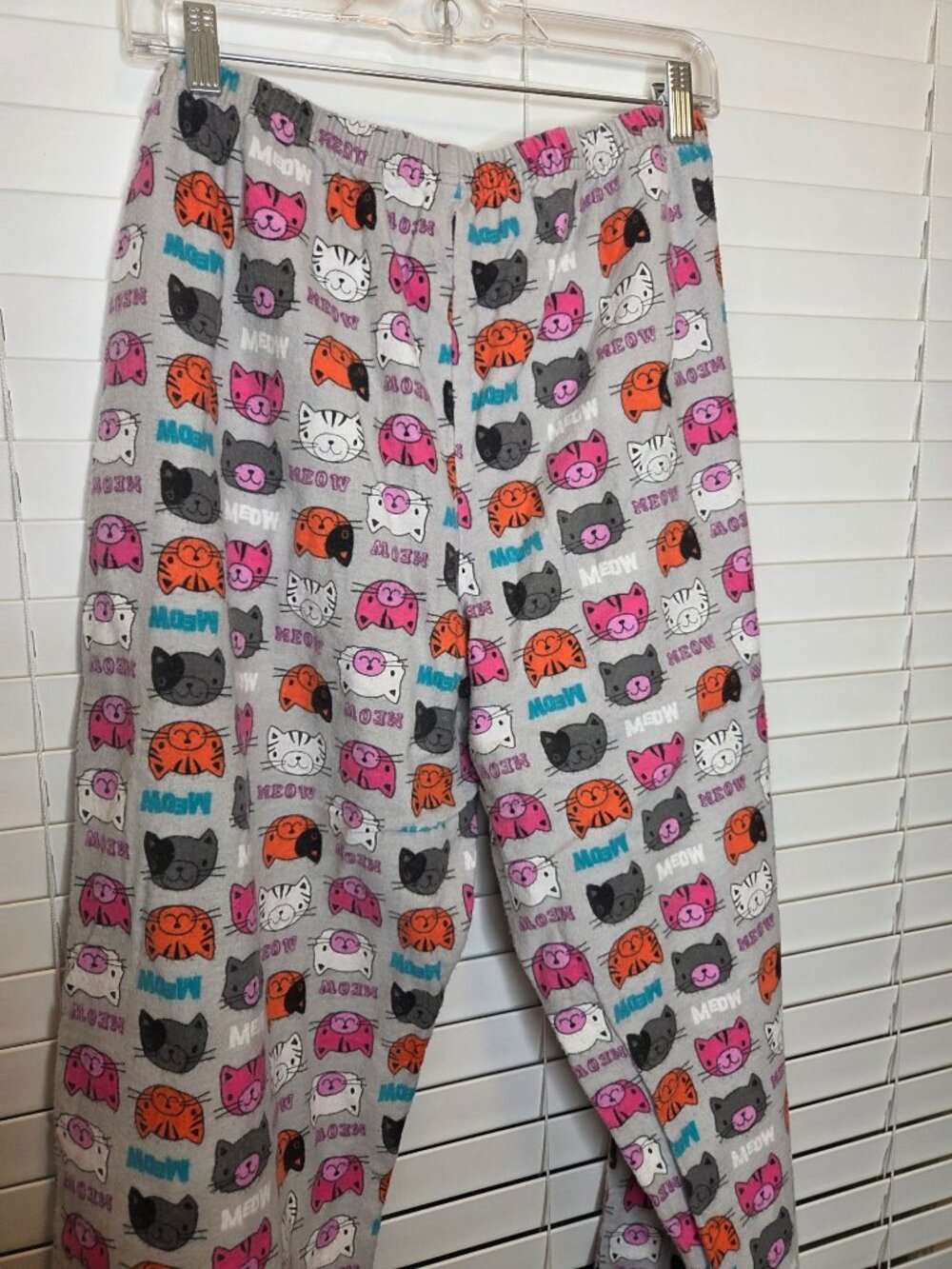 Joe Boxer Womens Cat Print Pajamas L Gray Button-Up Elastic Waist Pants Cotton - Picture 5 of 8